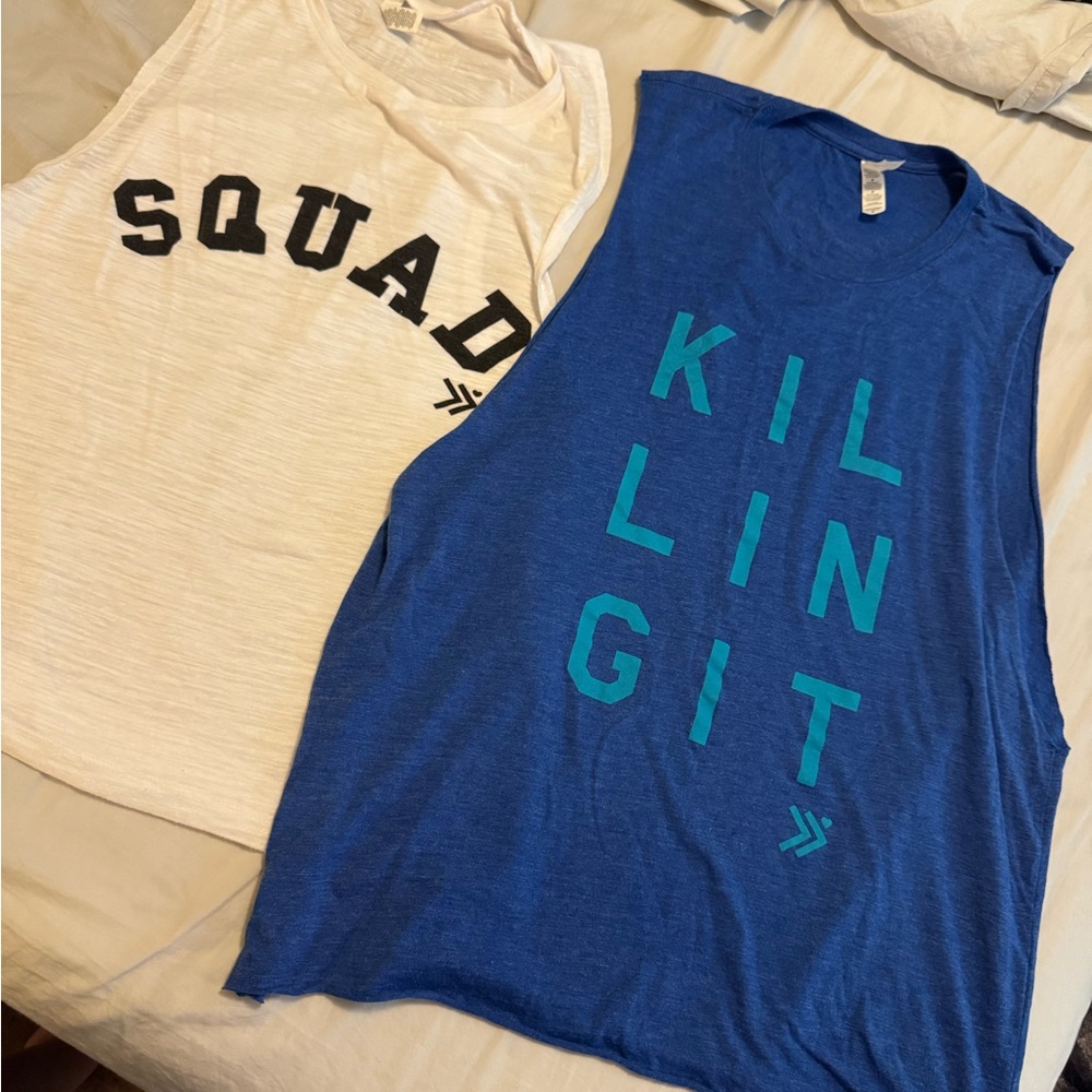 Everfitte Blue and White Tank Tops Casual Athletic Style